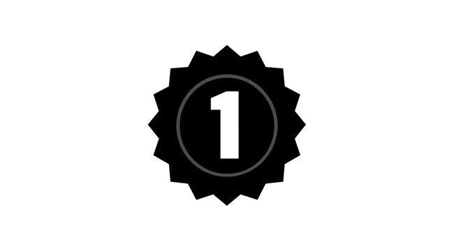 A black starburst badge with a white number '1' in the center