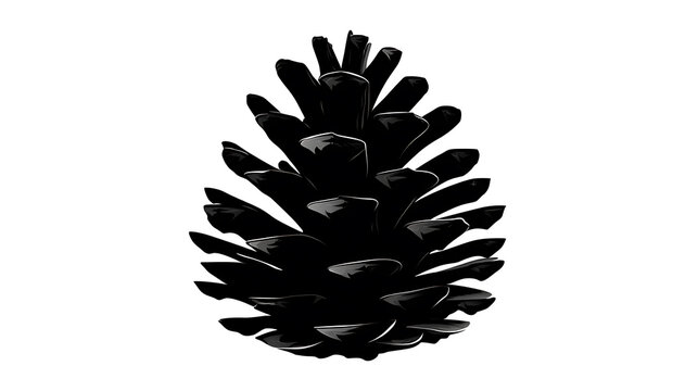 A black pine cone isolated on a white background