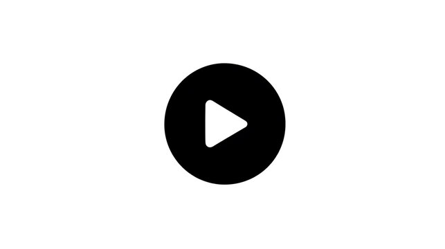 A black play button icon on a white background. The icon consists of a circle with a white triangle pointing to the right inside it