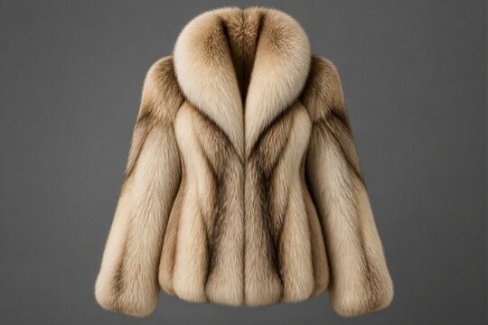 Mink fur coat displayed on neutral studio background with lighting