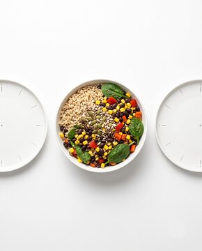 Healthy Grain Bowl with Lentils, Corn and Vegetables