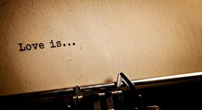 Memorial day remembrance vintage typewriter with 'love is ' message honoring sacrifice