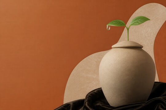 New Growth Plant in Ceramic Vase with Minimalist Earthy Styling