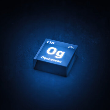 Chemical Element Oganesson Og. Periodic Table 3D