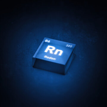 Chemical Element Radon Rn. Periodic Table 3D
