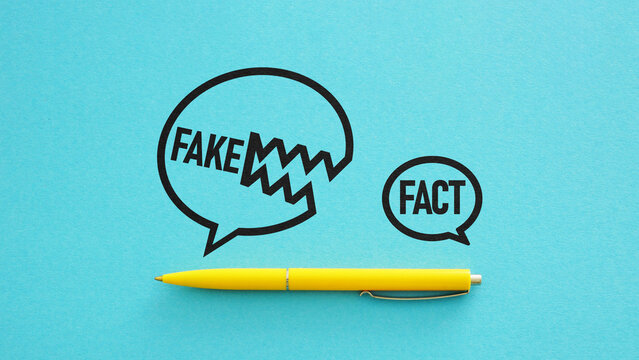 Fake News Versus Facts Concept with Speech Bubbles Highlighting Misinformation Disinformation Fact Checking Truth Verification Media Literacy and Information Integrity