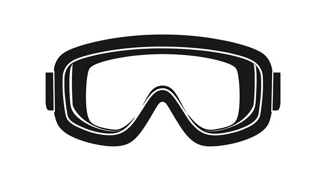 Black ski goggles, isolated on a white background, depicting protection for the eyes in extreme weather conditions