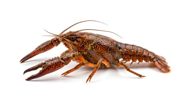Freshwater crayfish isolated on white background.