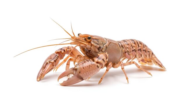 Freshwater Crawfish Isolated on White Background.