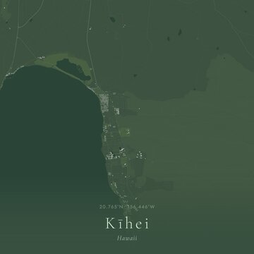 Sage Green Map of Kīhei, United States | Modern Scandinavian Wall Art