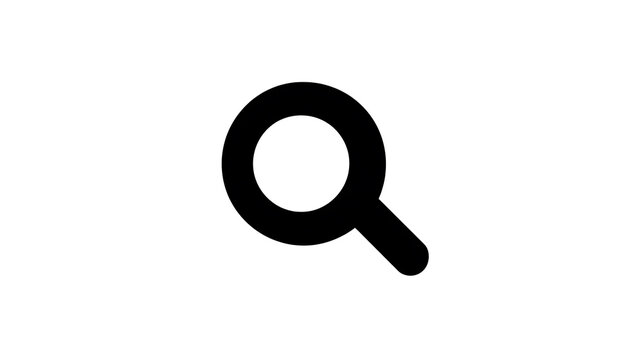 A simple magnifying glass icon on a white background
