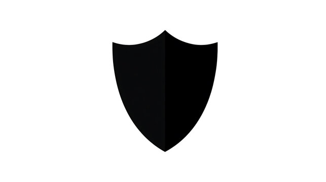 A minimalist black shield icon, symbolizing protection and security