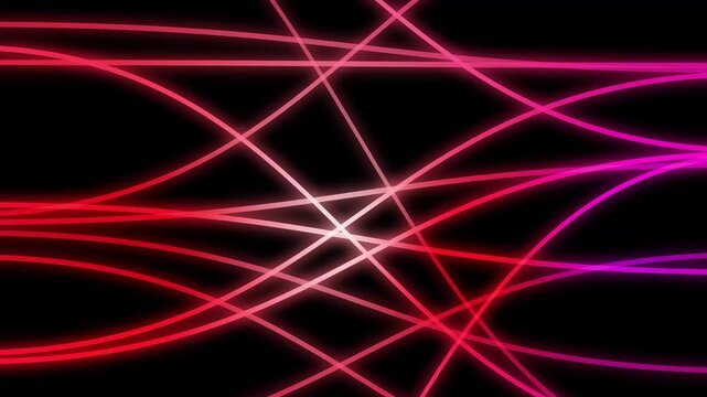 Abstract Ded and Pink Glowing Light Lines Motion Background Seamless Loop