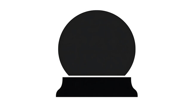 A simple, black silhouette of a crystal ball on a pedestal. The crystal ball is round and dark, with a faint suggestion of a stand beneath it