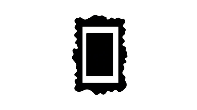 A silhouette of a picture frame with an empty rectangle in the middle, suggesting a placeholder for an image.