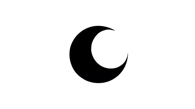 A stylized crescent moon symbol against a clean white background