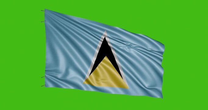 Flag of Saint Lucia waving against a green background