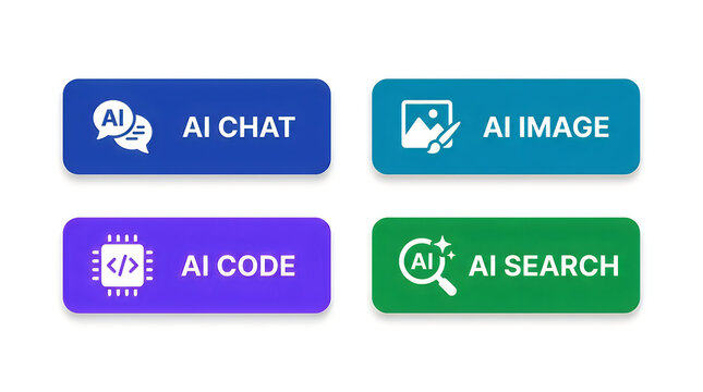 Modern flat design ai service buttons set
