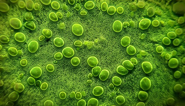 green algae microscopic view background algae cells green cells micro life view