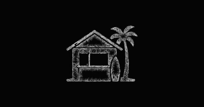 Sketch surf shack icon animation - smooth progressive reveal