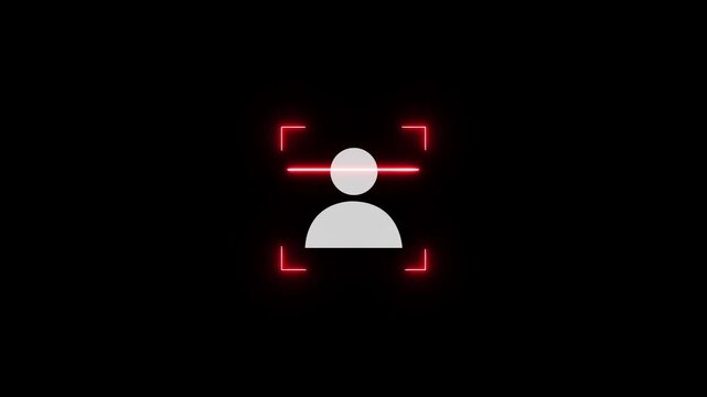 User profile icon scanning animation on black background, user id profile scanning animated with alpha channel .4k