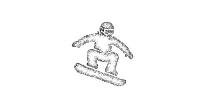 Sketch snowboarding icon animation - smooth progressive reveal