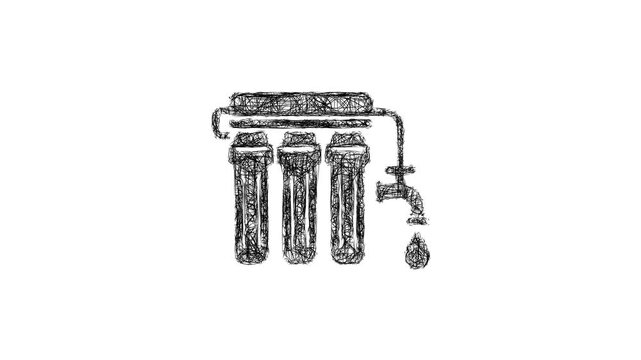 Sketch water filtration icon animation - smooth progressive reveal