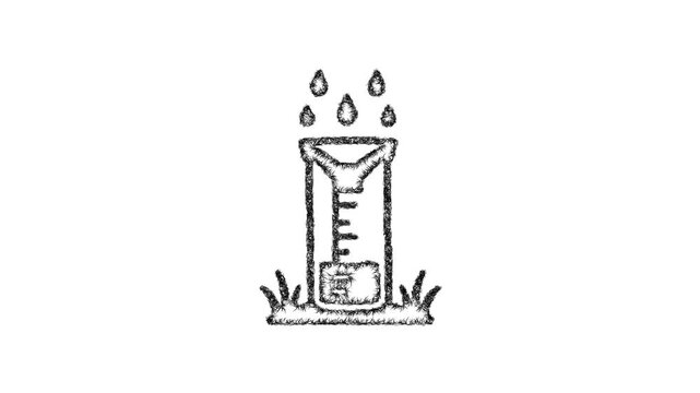 Sketch rain gauge icon animation - smooth progressive reveal