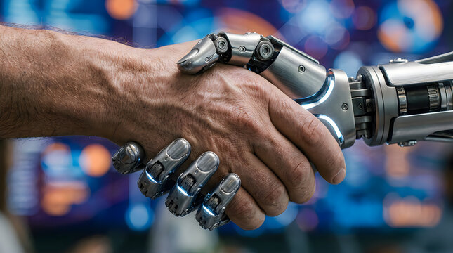 Robotic handshake with human hand in space