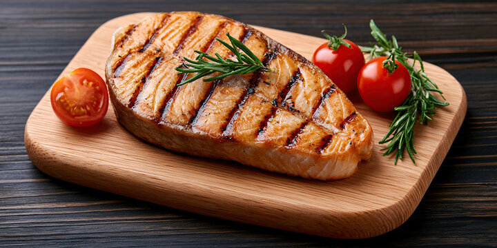 BBQ juicy fish steak on the table