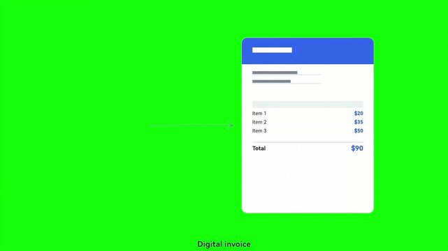Paper Invoice Converting to Digital Receipt Animation