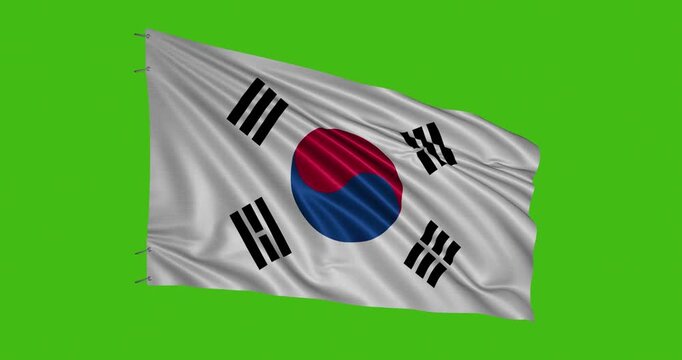 South Korea flag waving against green background