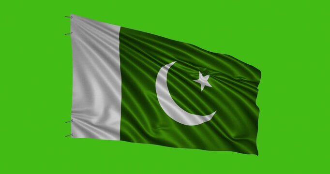 Pakistani flag waving on green background during daylight