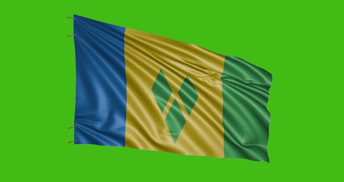 Waving flag of Saint Vincent and the Grenadines on a bright background