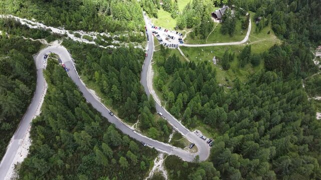 Aerial view of high alpine Vrsic pass in Julian Alps, Slovenia