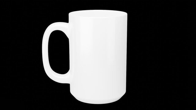 15 oz White Rotating Mug Video Mockup on Transparent Background