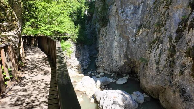 A view from Horma Canyon in Pinarbasi, Kastamonu, Turkey. This canyon can be easily traversed by tourists via a 3 km walking trail.