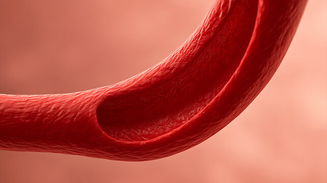 Detailed Microscopic Render of a Healthy Human Blood Vessel or Vein, Illustrating Internal Structure and Smooth Inner Walls for Medical Concepts