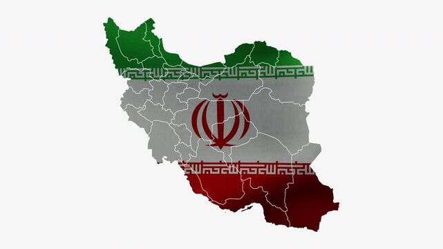Animated flag of Iran within the country's map outline