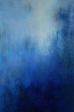 Abstract Blue Oil Painting Background with Deep Indigo and Azure Textures
