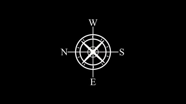 Compass icon animated.Compass line icon on the Alpha Channel.Directional compass icon illustration Animation video.