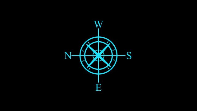 Compass icon animated.Compass line icon on the Alpha Channel.Directional compass icon illustration Animation video.