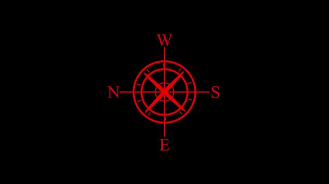 Compass icon animated.Compass line icon on the Alpha Channel.Directional compass icon illustration Animation video.