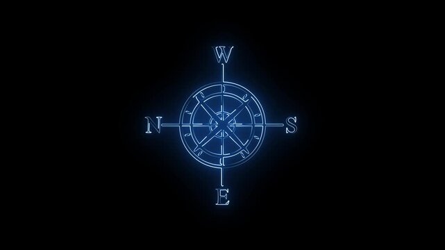 Compass icon animated.Compass line icon on the Alpha Channel.Directional compass icon illustration Animation video.