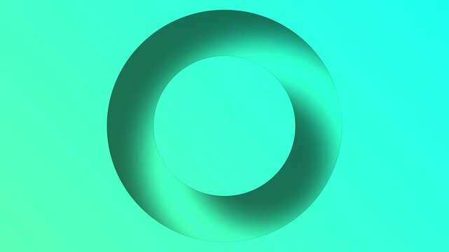 Abstract Turquoise Gradient Ring Animation Background. Pulsing Geometric Circle with Depth, Minimalist Motion Graphics Loop for Digital Presentation
