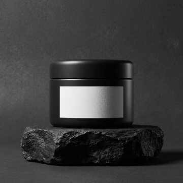 Luxury black skincare container with blank label