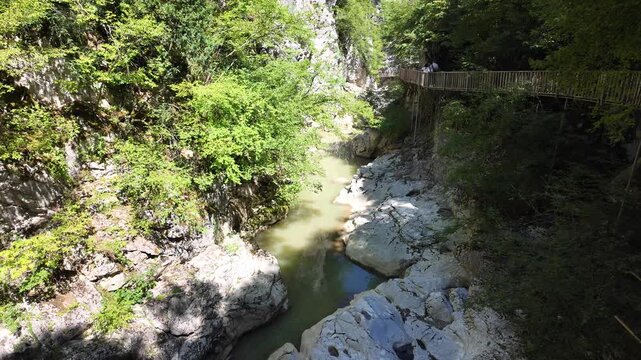 A view from Horma Canyon in Pinarbasi, Kastamonu, Turkey. This canyon can be easily traversed by tourists via a 3 km walking trail.