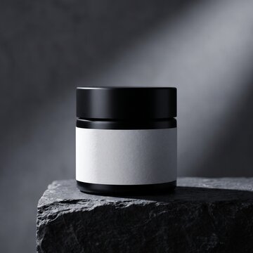 Elegant matte black beauty packaging presentation