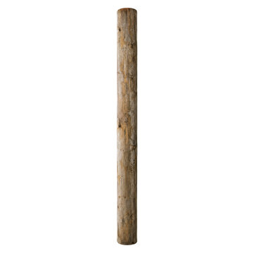 Tall weathered wooden pole or post on transparent background