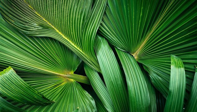Palm Leaf Texture Natural Tropical Green Leaf Close Up